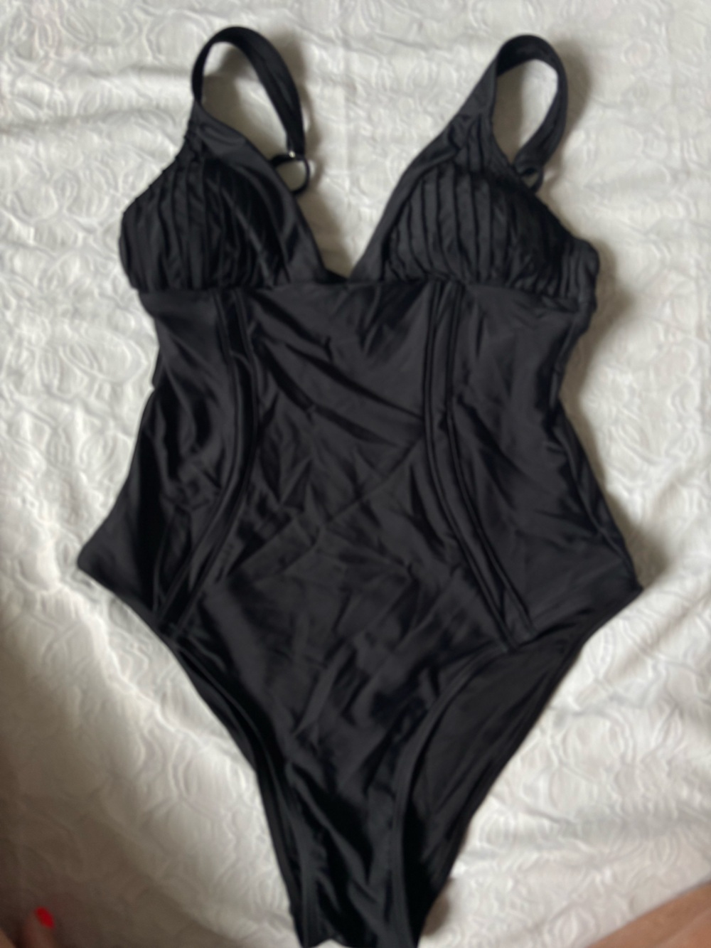 Cupshe Black One-Piece Swimsuit with Pleated Bust